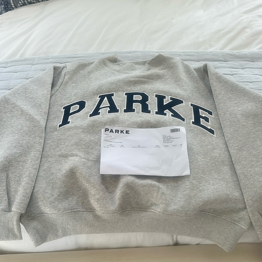 Parker varsity mock neck sweatshirt. Brand new. Gray/Navy. Size s/m